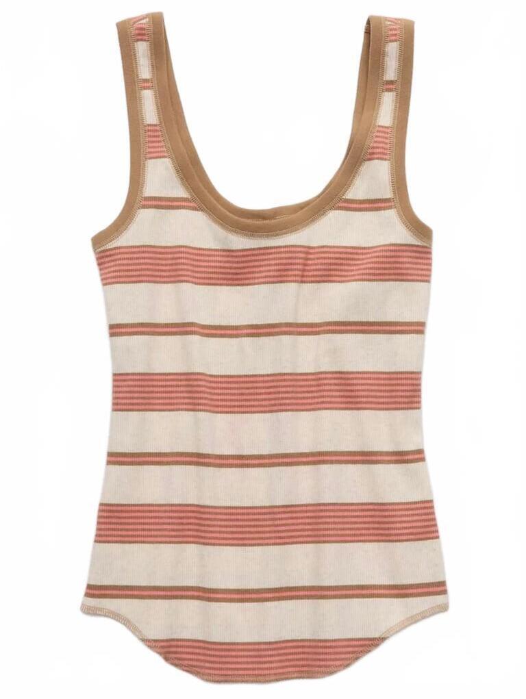 Ae Aerie Ribbed Scoop Neck Tank Top American Eagle Heather Frost Xs